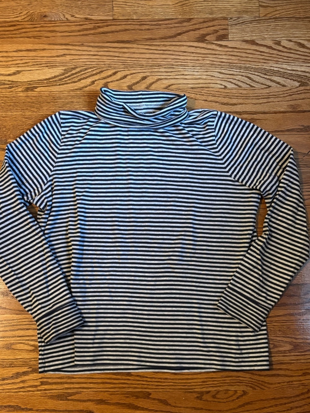 L.L.Bean Women's Striped Turtleneck Top Blue Gray XL